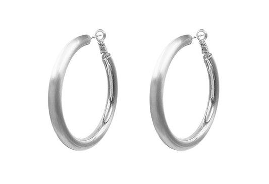 Satin Silver Hoops