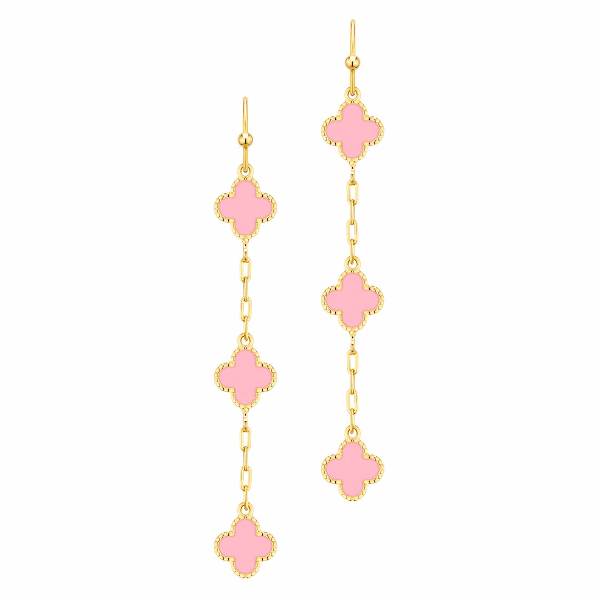 Pink Clover Drop Earrings