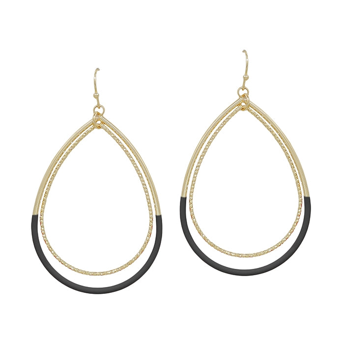 Black & Gold Teardrop Earring