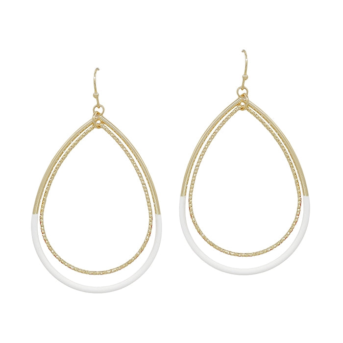 White & Gold Teardrop Earring