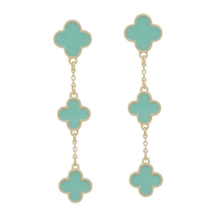 Mint Clover Drop Earrings