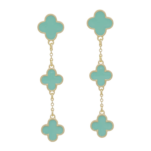 Mint Clover Drop Earrings