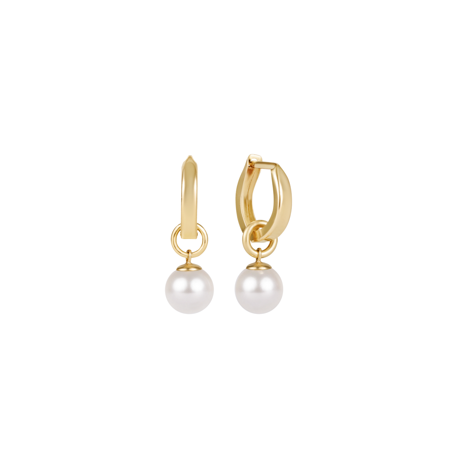 Huggie Gold 0.5" Hoop - Classic Pearl 8mm Charm