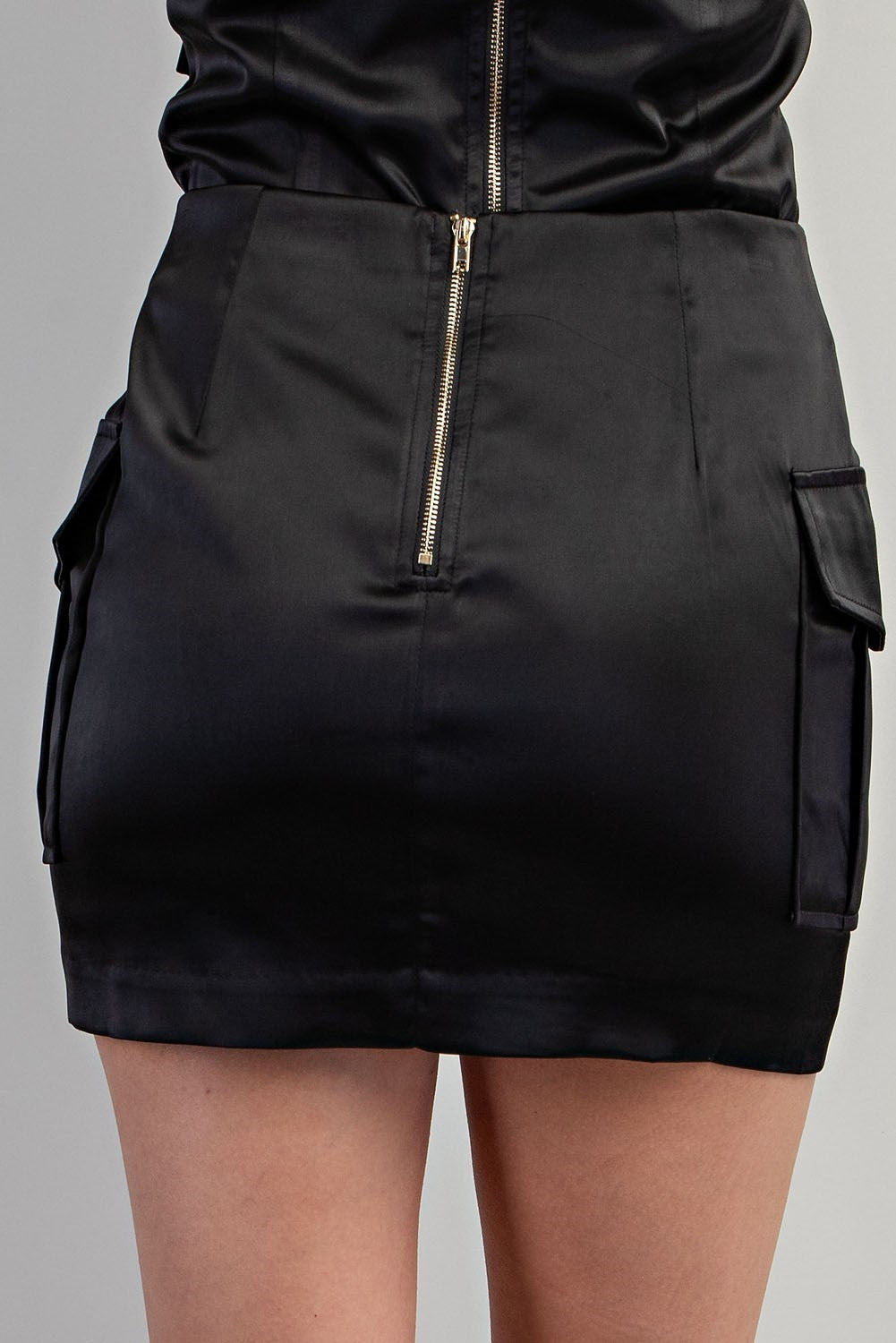 Cargo Pockets Satin Mini Skirt