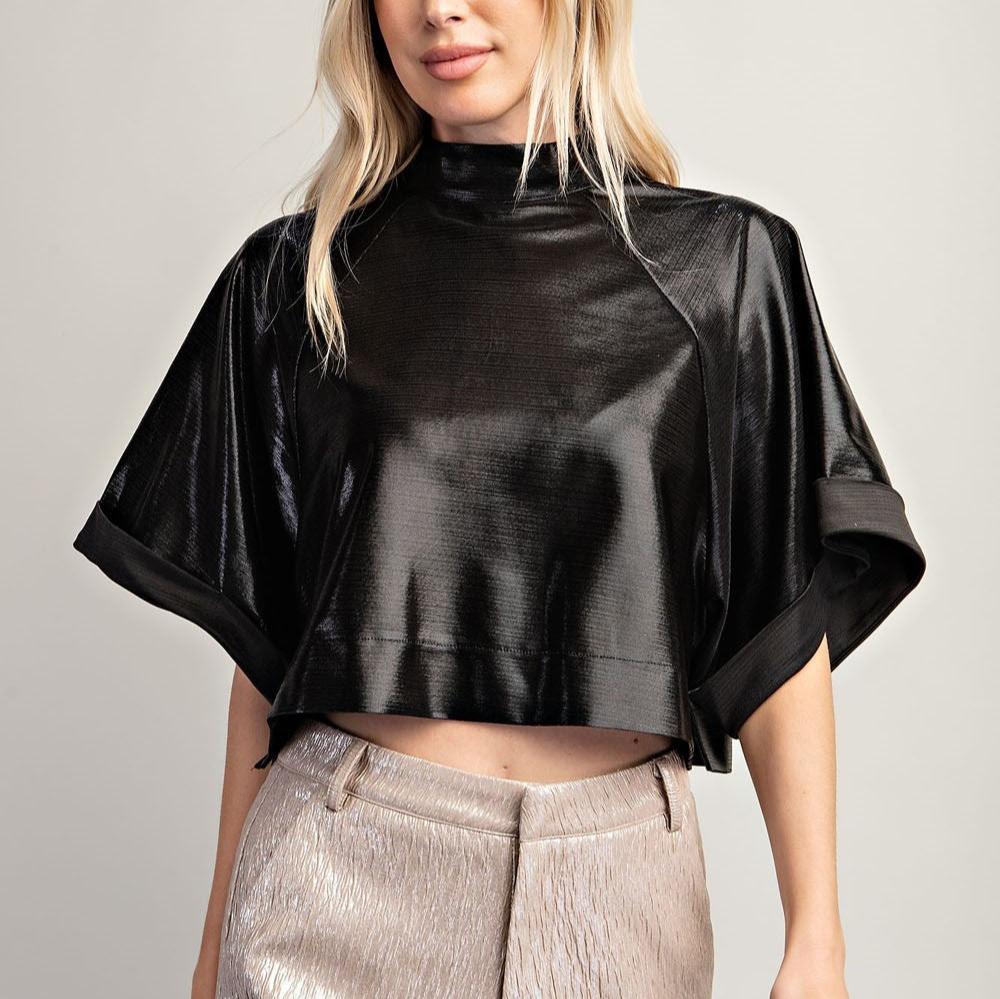 Oversize Mock Neck Crop Top