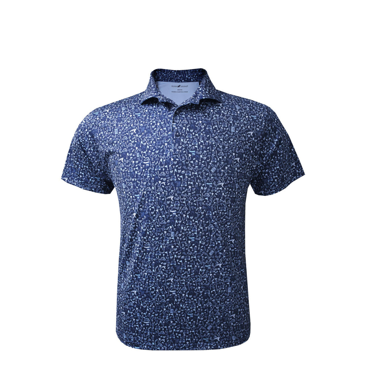 White/Blue Golf Print Polo