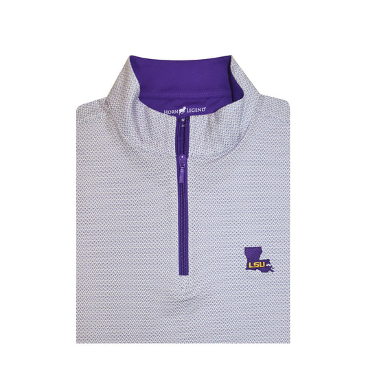 LSU Tigers State Mark Lavender and White Ripple Pullover