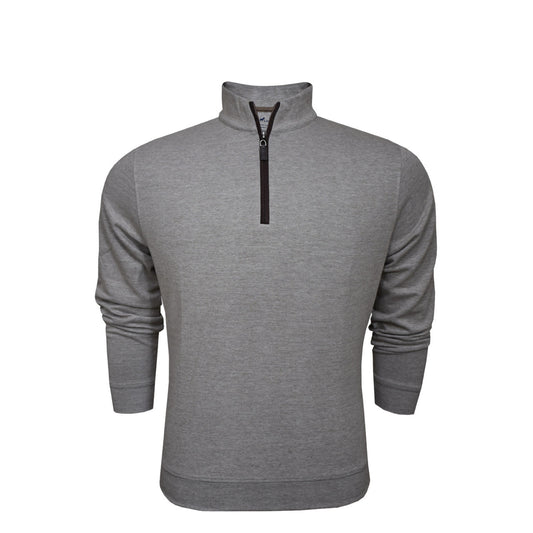 Suede Zip Cotton Pullover