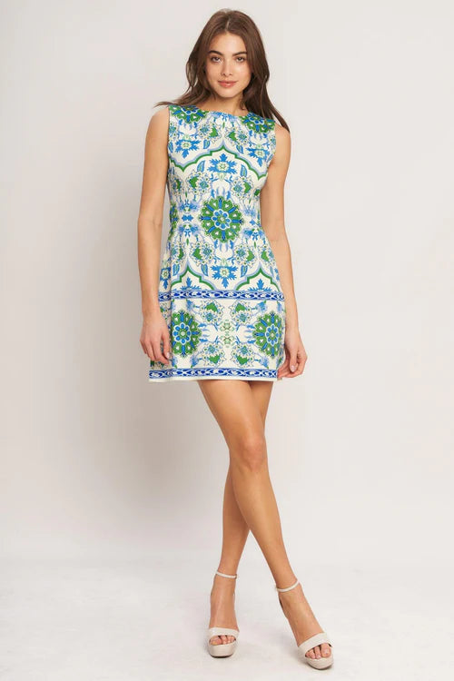EURO BLUE WOVEN MINI DRESS
