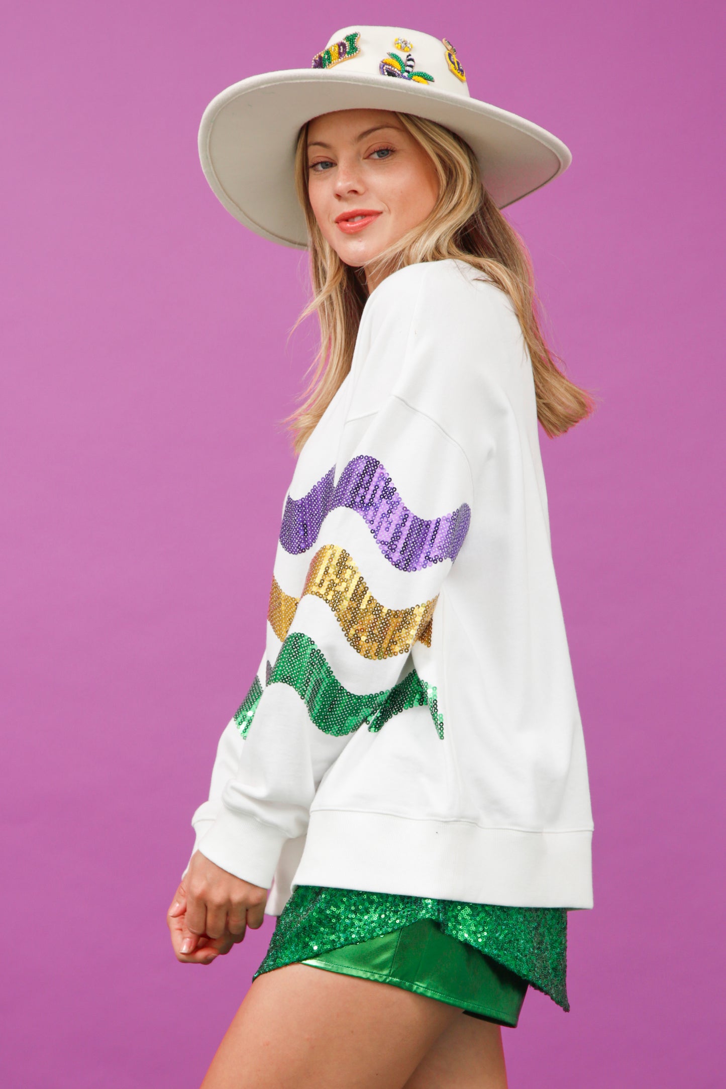 Mardi Gras Sequin Wave Top