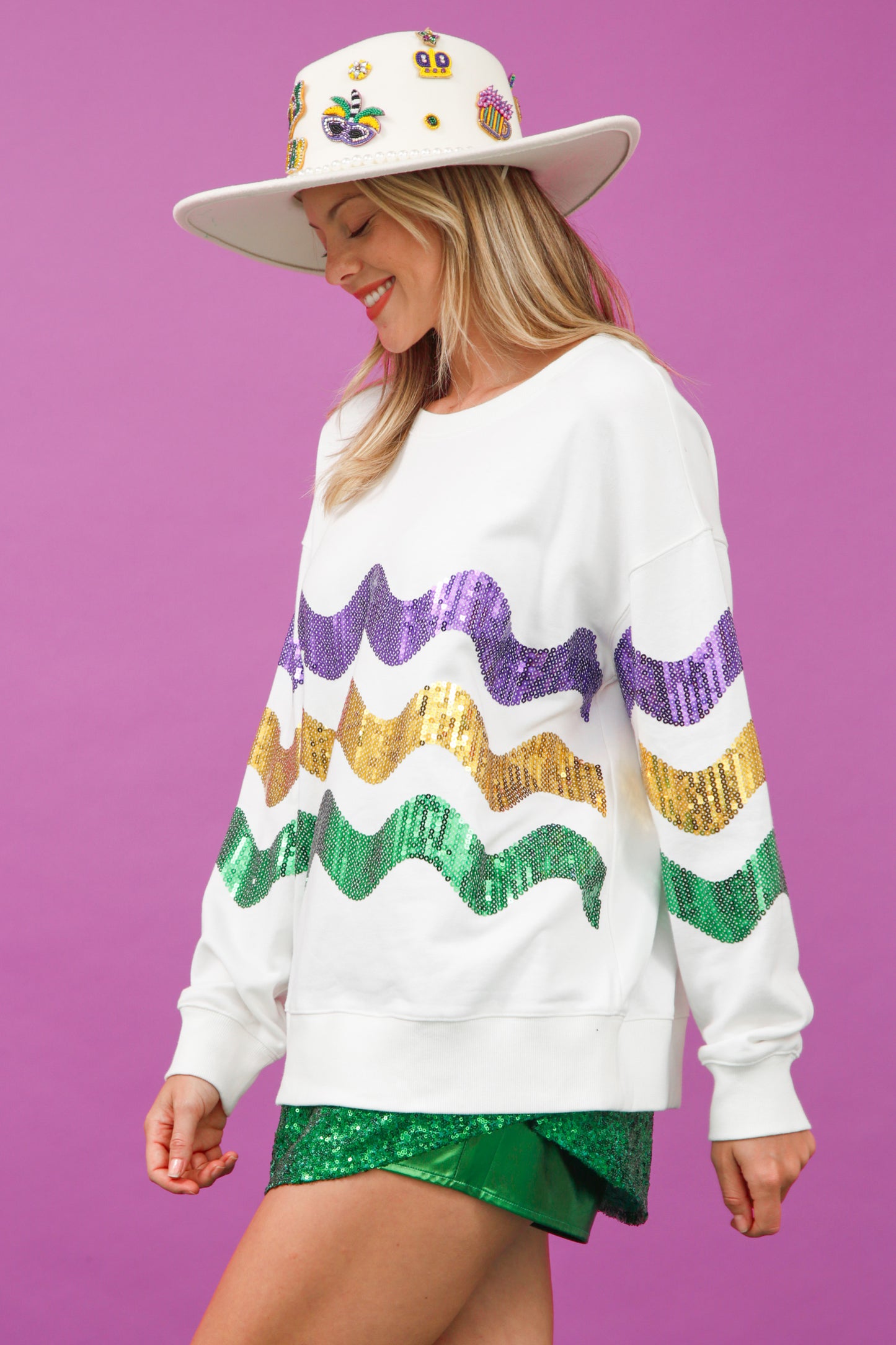 Mardi Gras Sequin Wave Top