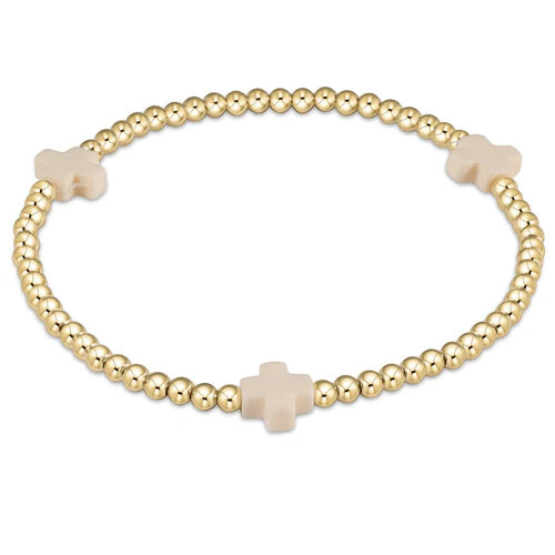 Signature Cross gold pattern 3mm bead bracelet