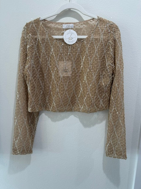 Camel Sequin Crochet Top - The Season Boutique