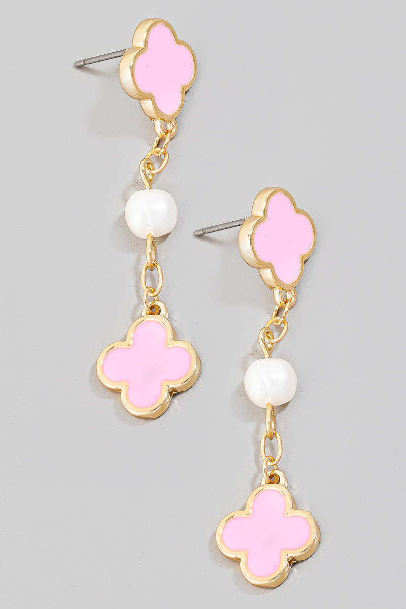 Clover & Pearl Drop Earrings