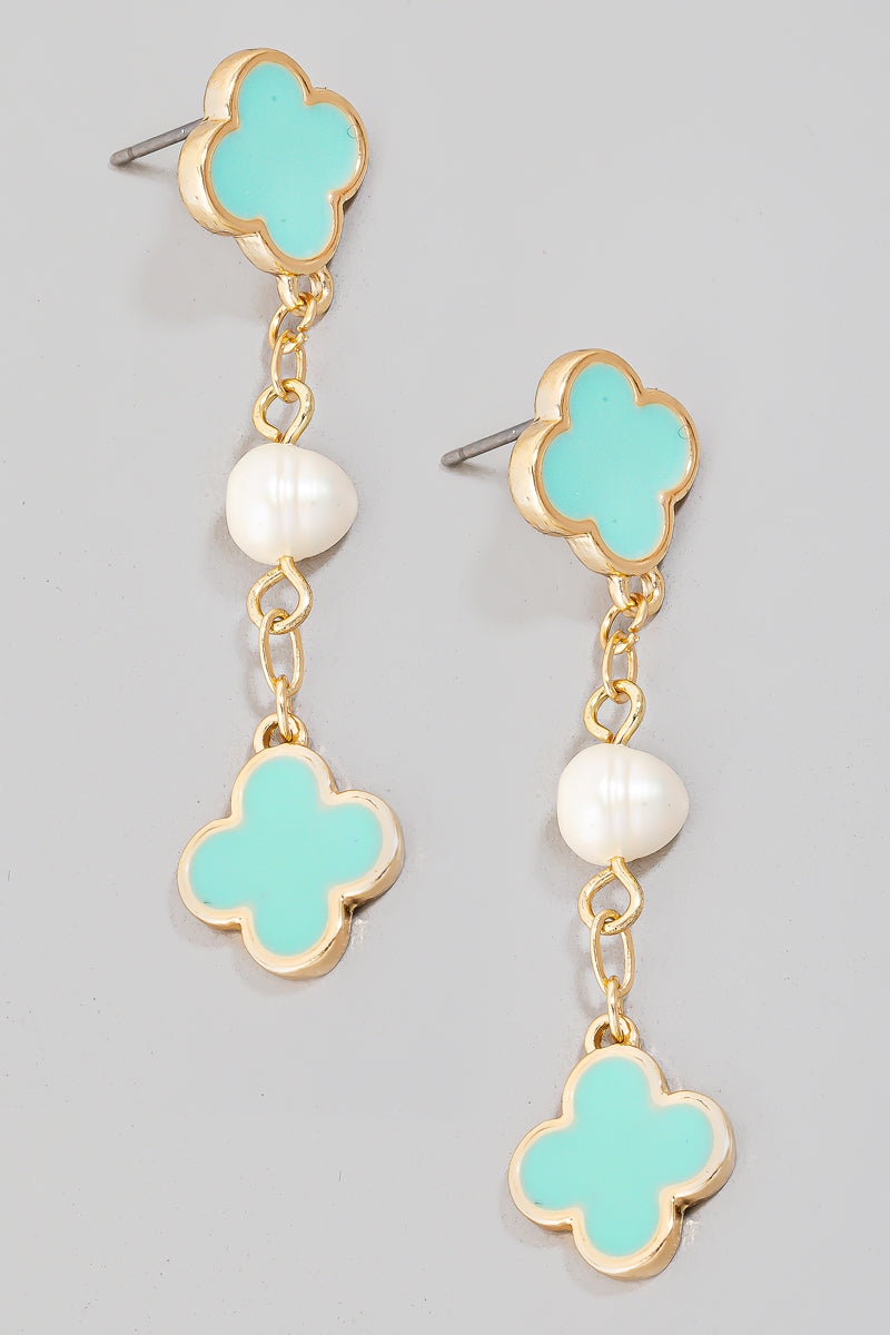 Clover & Pearl Drop Earrings