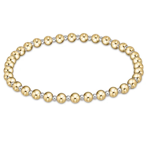 Classic Grateful pattern 4mm bead bracelet - mixed metal