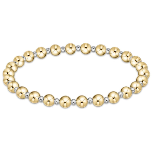 classic grateful pattern 5mm bead bracelet - mixed metal Extends