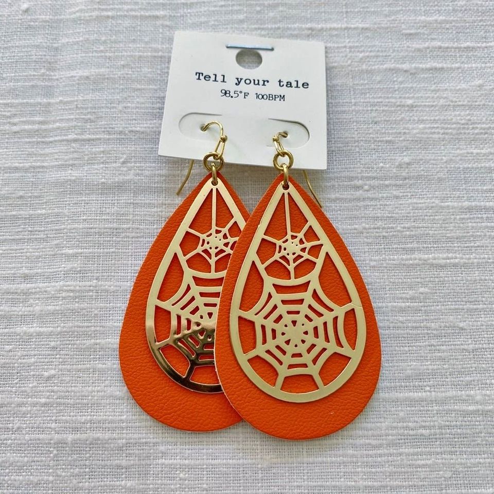 Leather Web Earrings