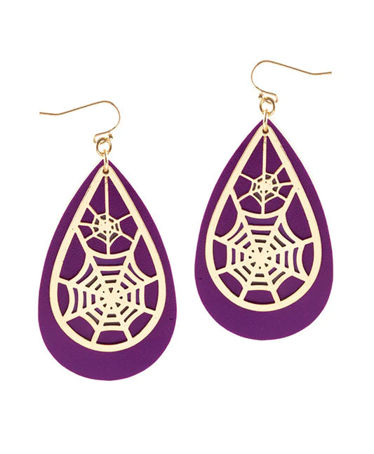 Leather Web Earrings