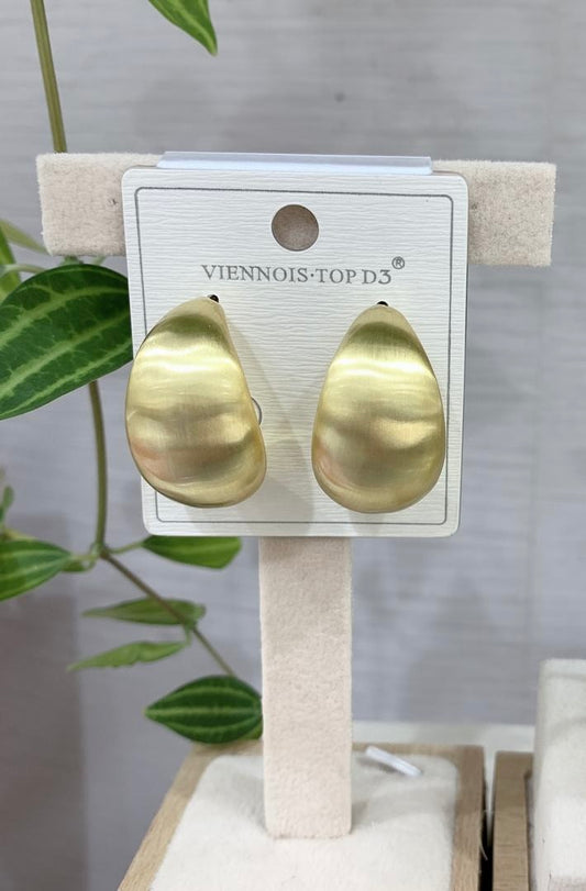 Gold Flat Teardrop Earring