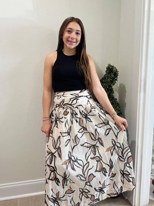 Ruched Floral Crop Skirt