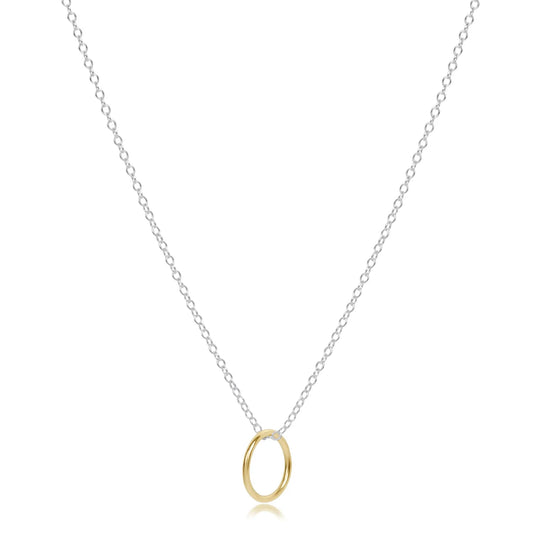 16" Necklace Sterling Mixed Metal - Halo Gold Charm