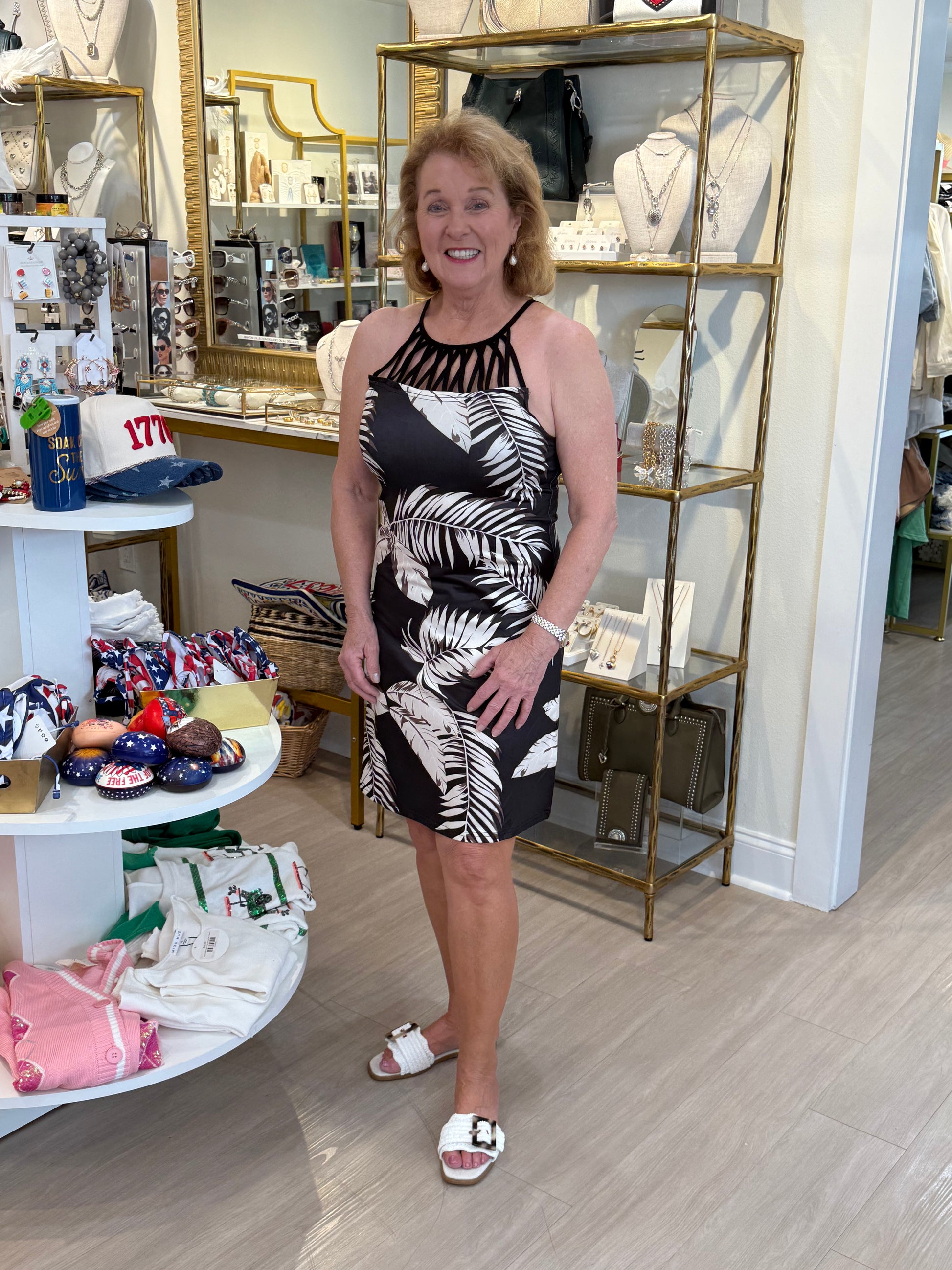 HOLLOW NECK HALTER DRESS:Black Hawaiian - The Season Boutique