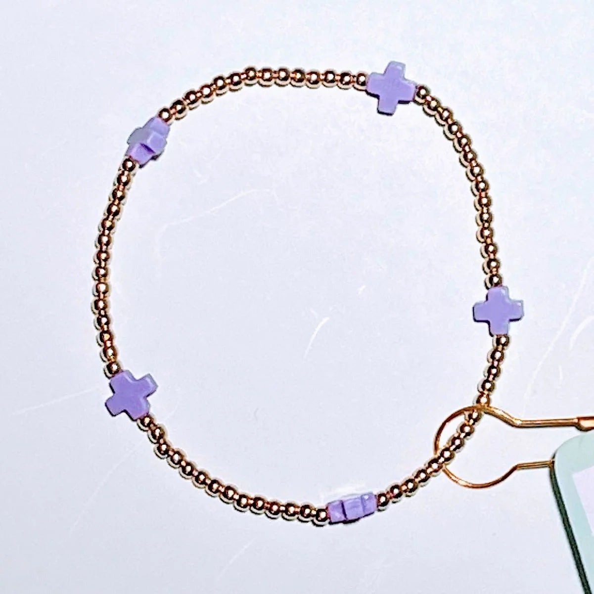 egirl Signature Cross Gold Small 2mm Bracelet - Purple