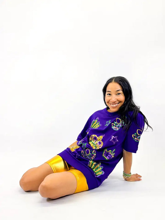 Purple Crown Masks and Stars Pullover - The Season Boutique