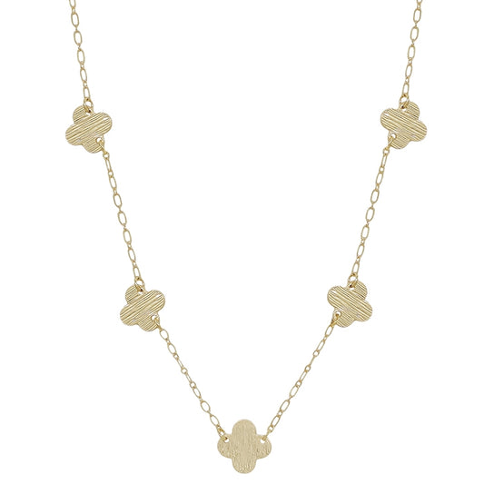 Worn Gold Clover Necklace