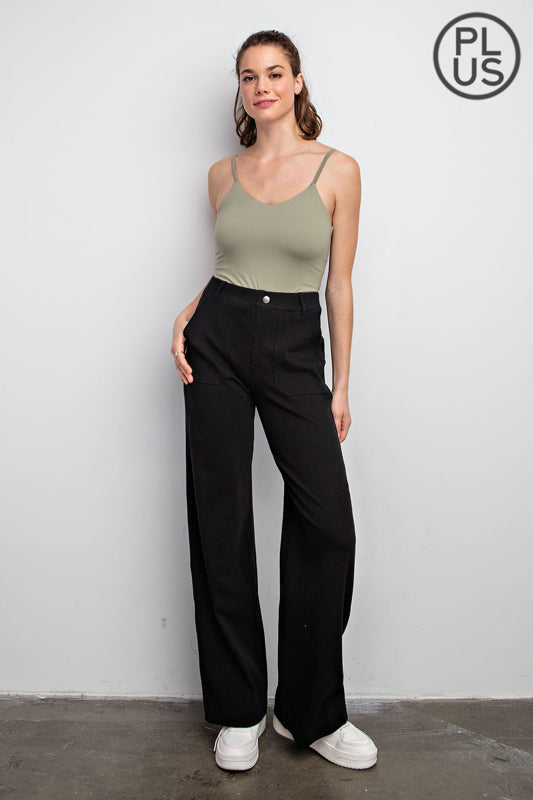 STRETCH TWILL WIDE PANTS