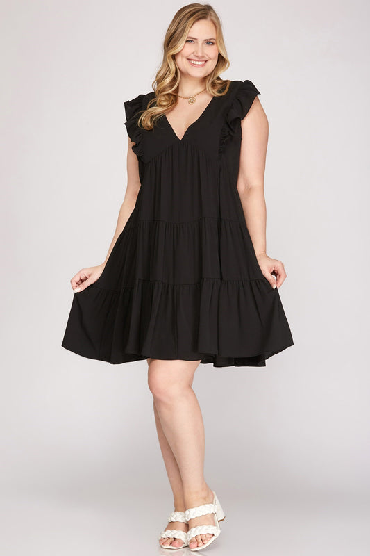 SLEEVELESS WOVEN RUFFLED DRESS - The Season Boutique