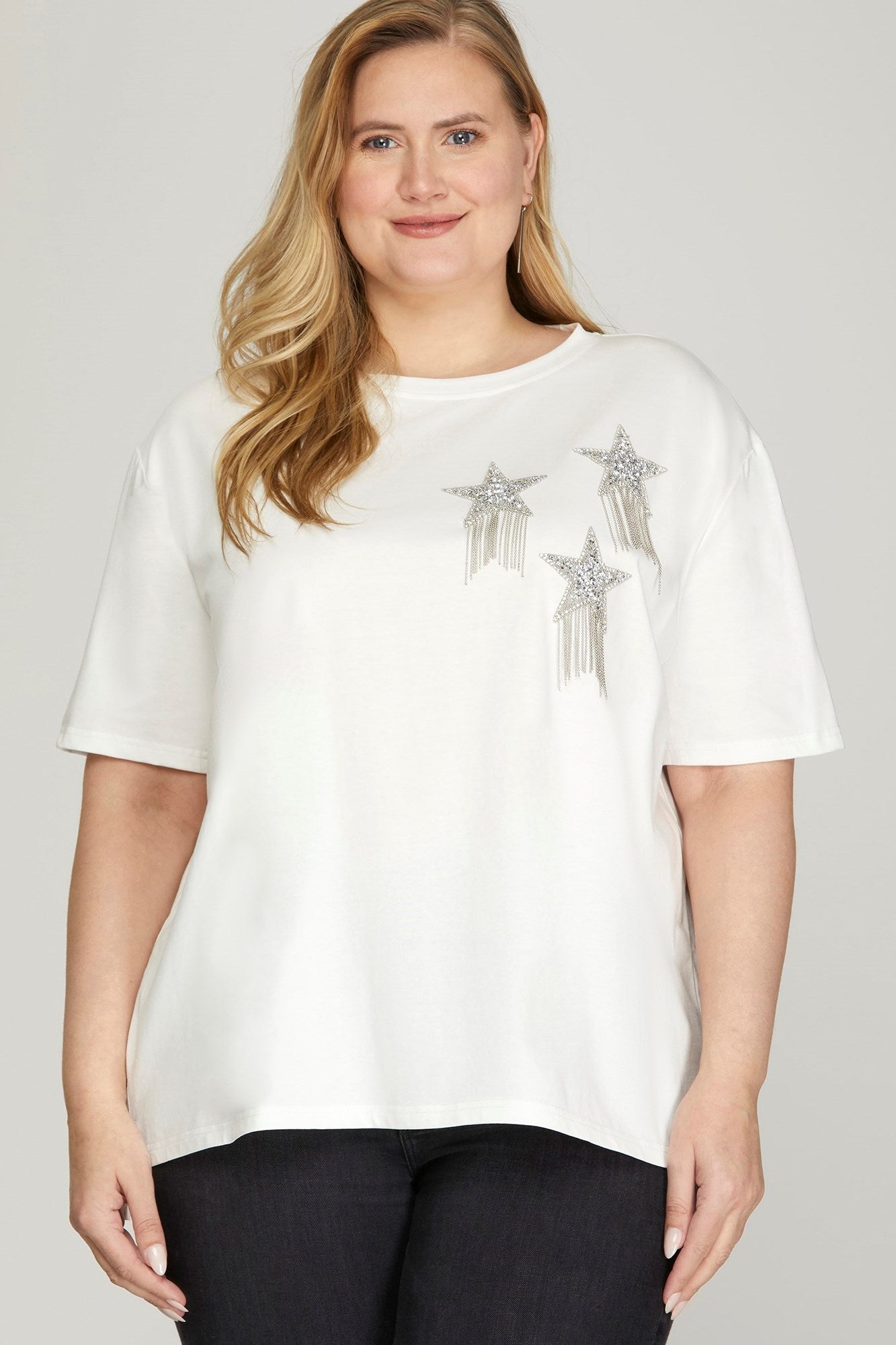 RHINESTONE STAR FRINGE TOP