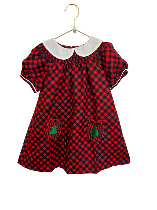 Smocked Red Plaid Tree Dress