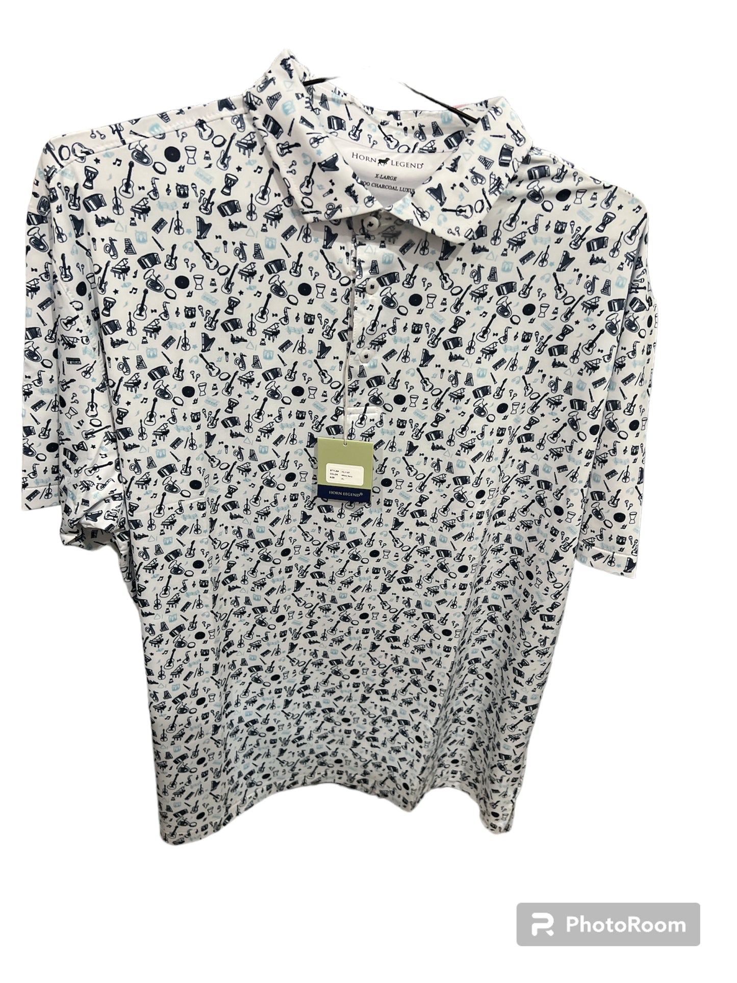 White Rhythm Print Jazz Polo