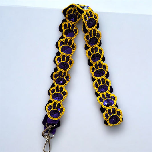 Beaded Paw Print Purse Strap