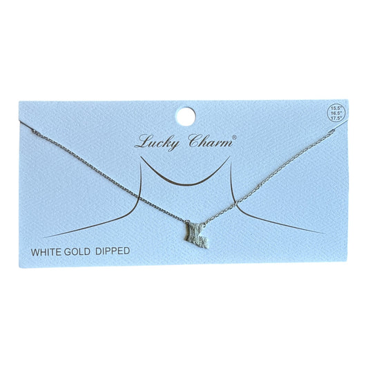 White Gold Louisiana State Necklace