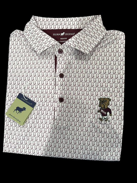 Mississippi State Vintage Walking Bully Print Polo