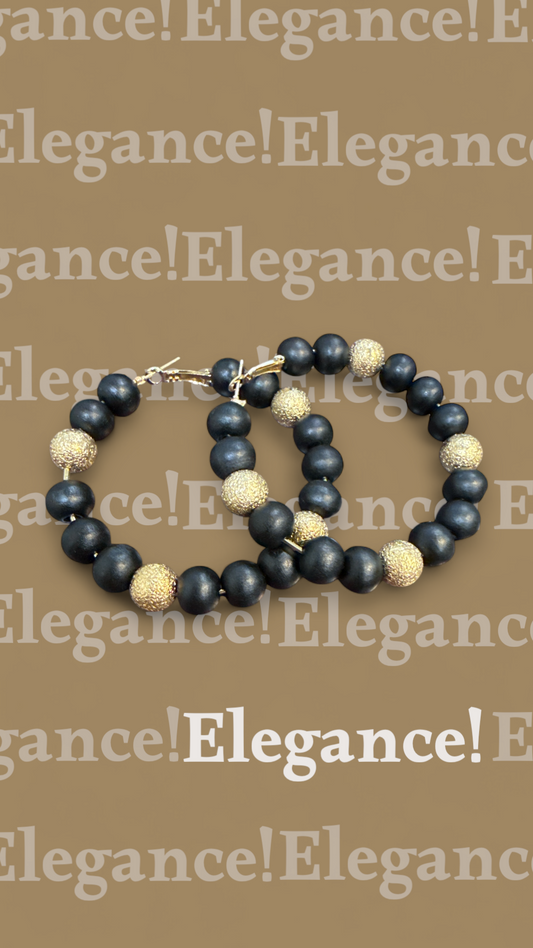 Black & Gold Beaded Hoops