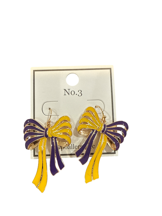 Purple Gold Bow earrings