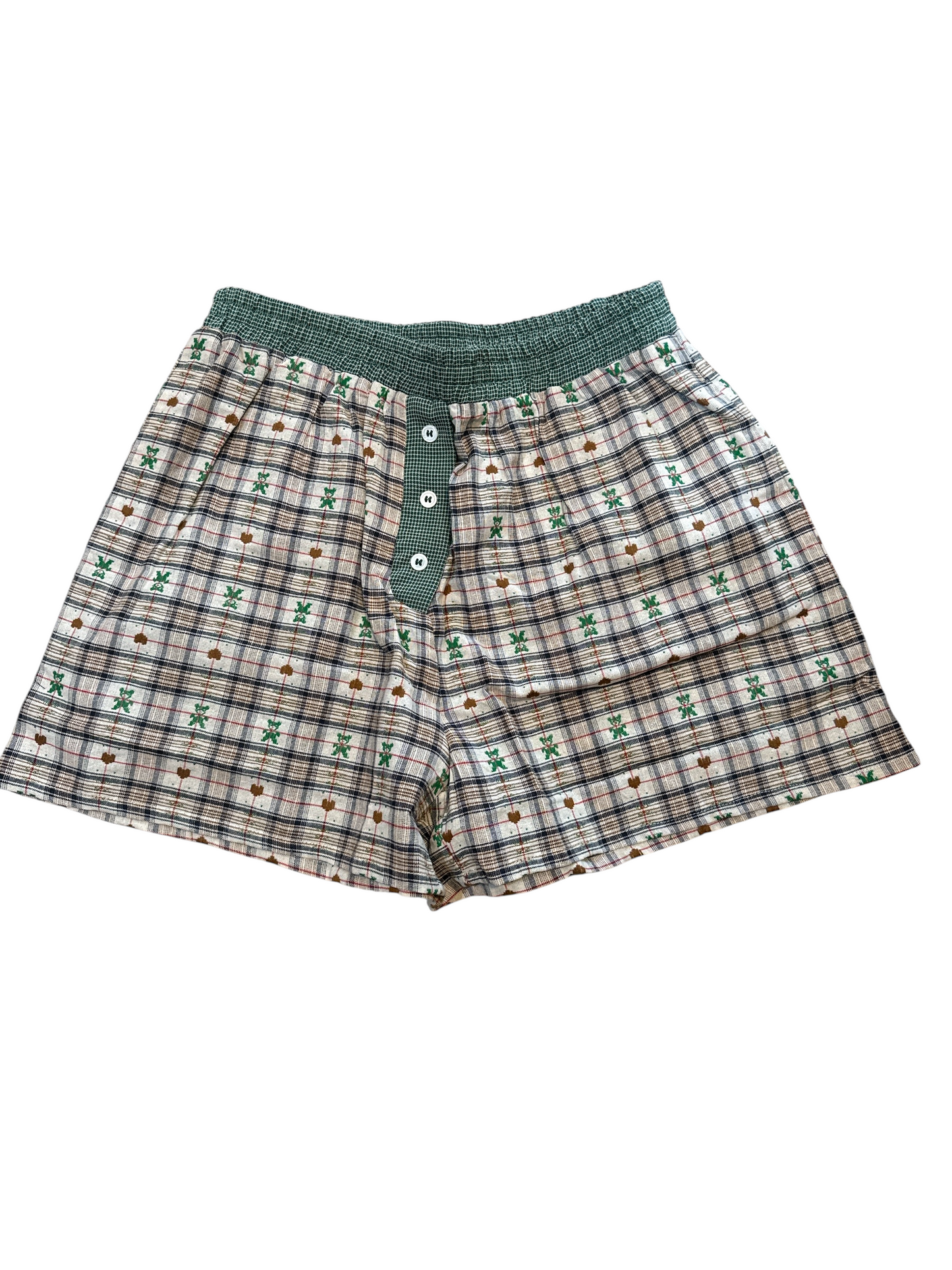 Heart Teddy Bear Plaid Boxers