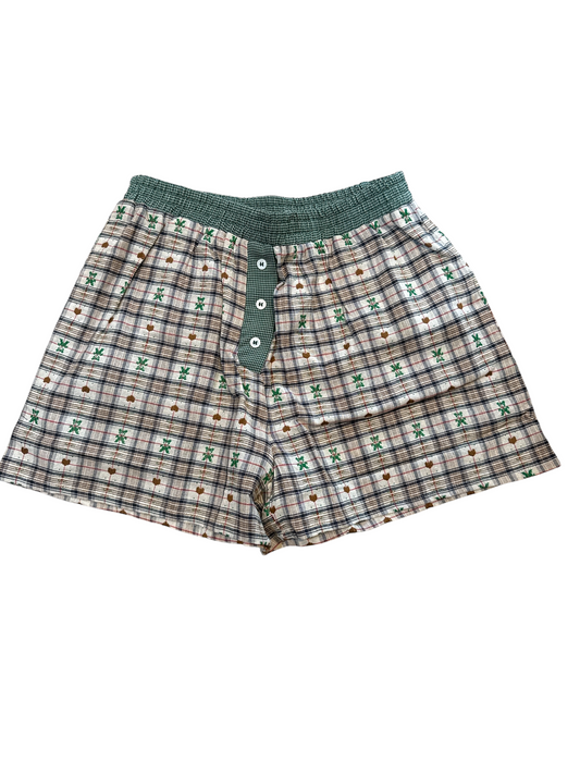 Heart Teddy Bear Plaid Boxers