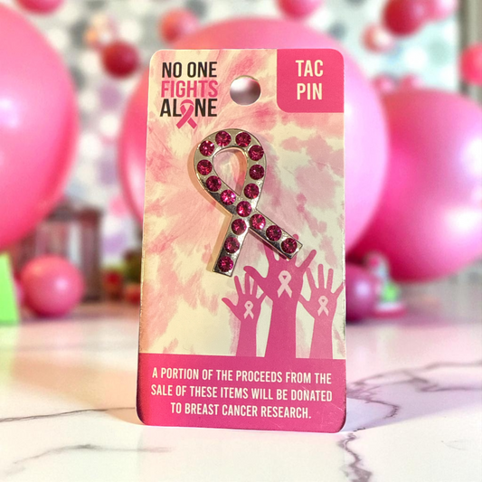 Breast Cancer Awareness Enamel Tac Pin Pink Stones