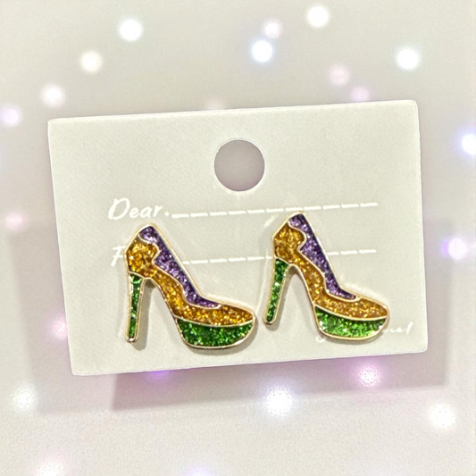 Earrings Mardi Gras heels