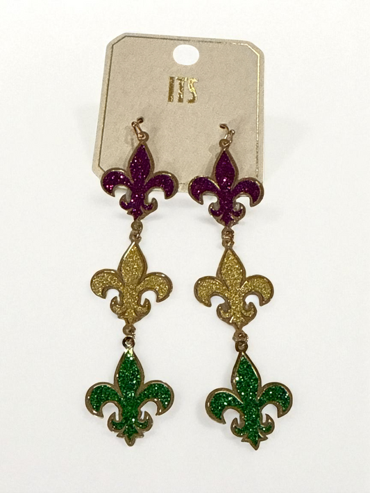 Fleur de Lis Long Dangling Earrings MG