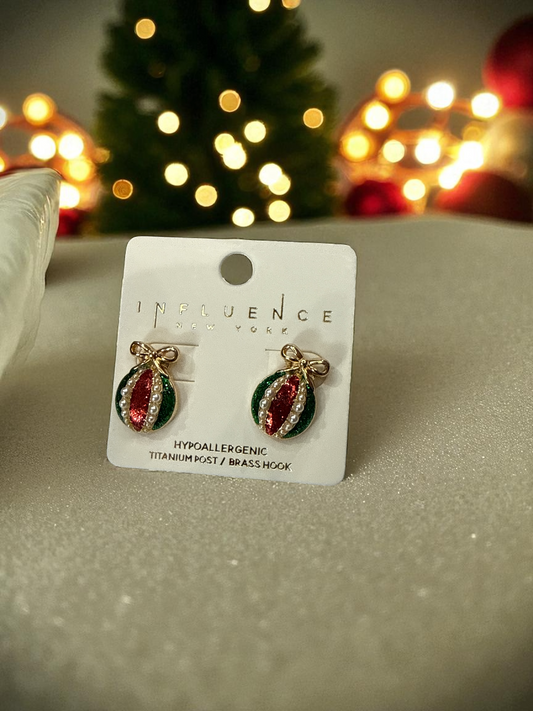 Christmas Ornaments Red & Green Earrings