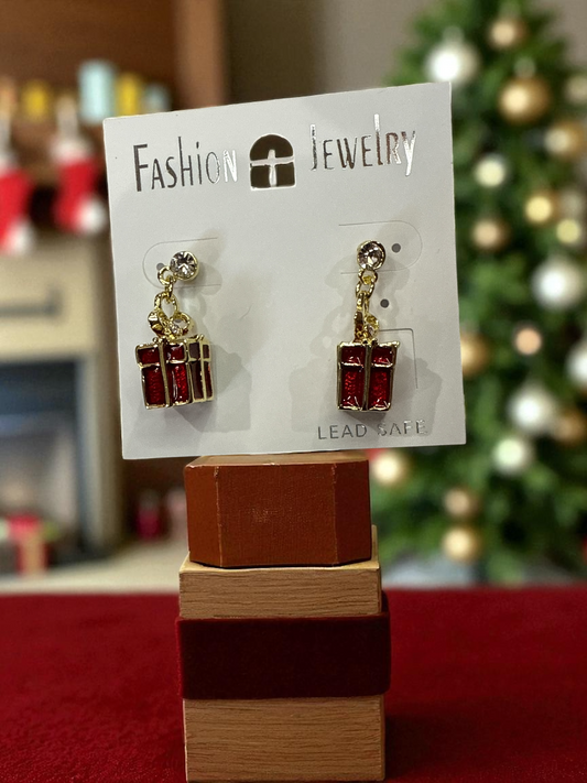 Red Christmas Box earrings