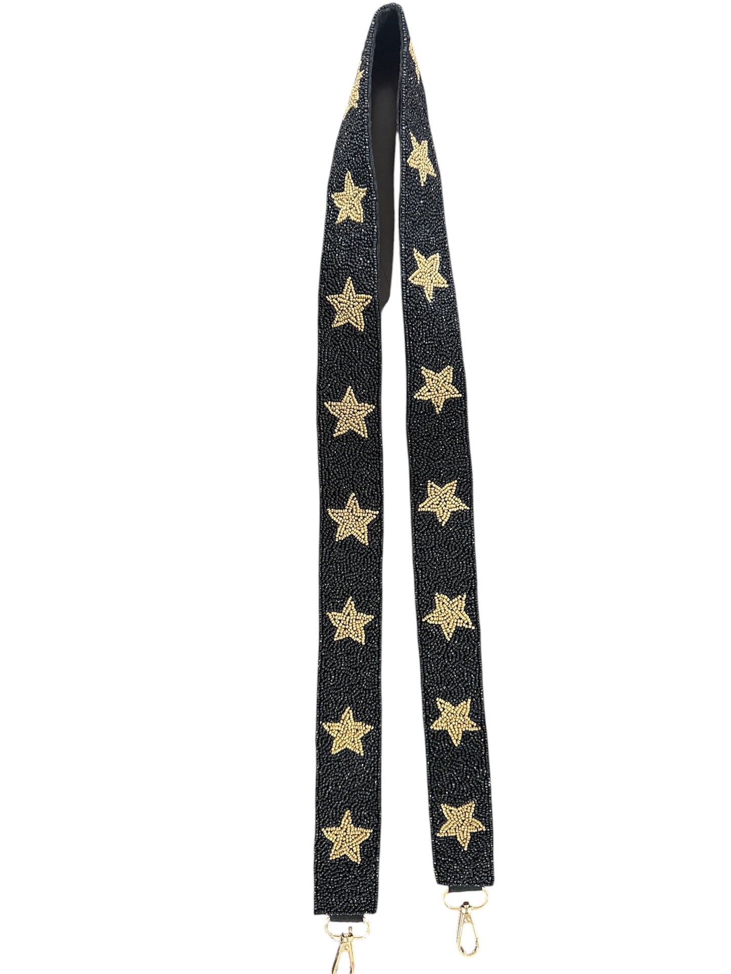 Beaded Black and Gold Star Purse Strap
