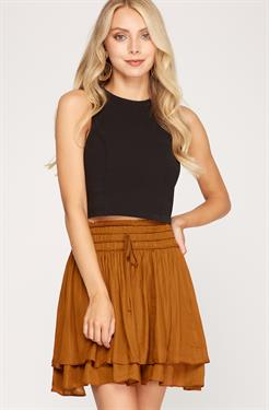 Caramel Satin Layered Skirt