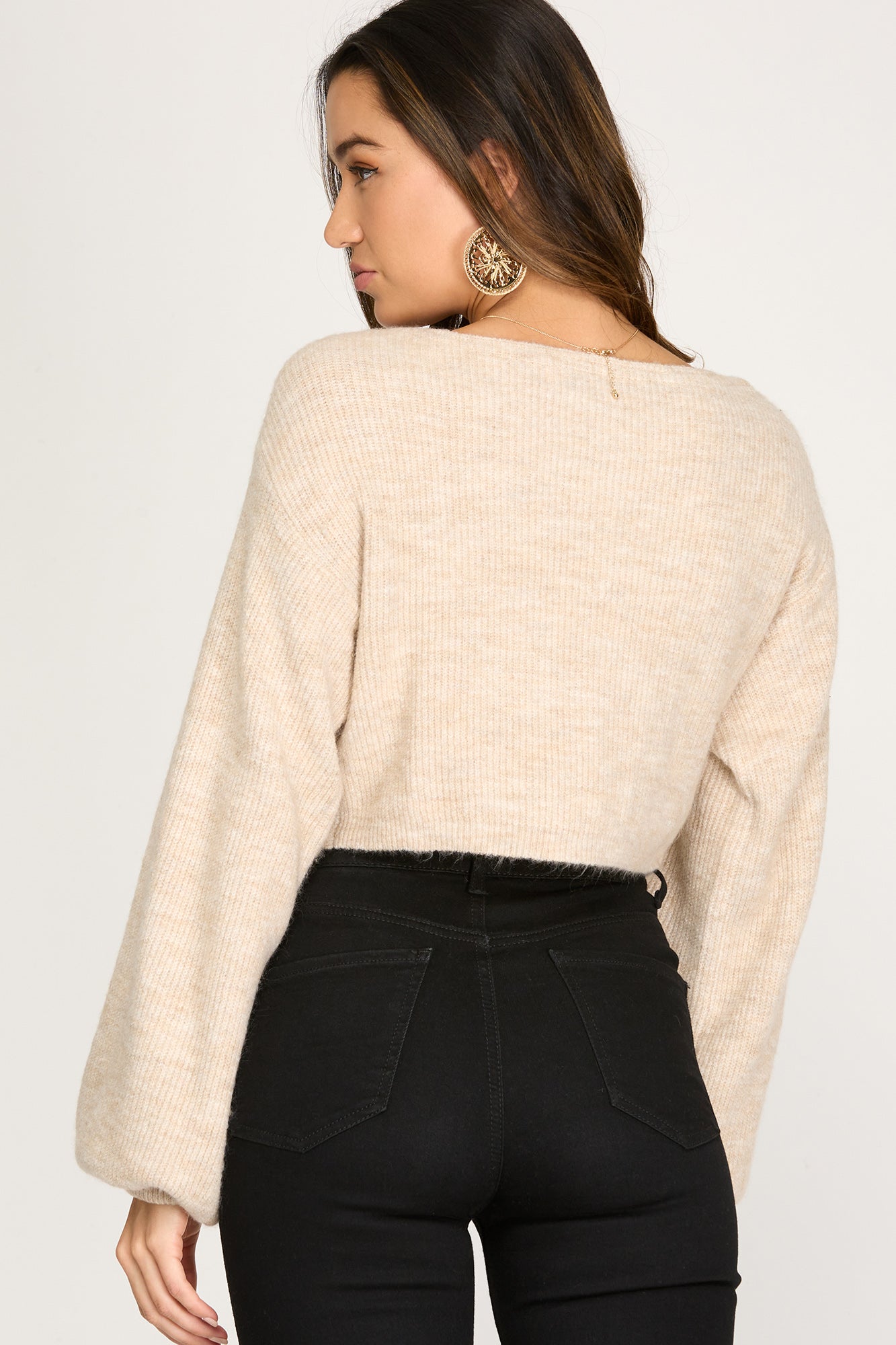 Twist Cropped Knit Sweater - The Season Boutique